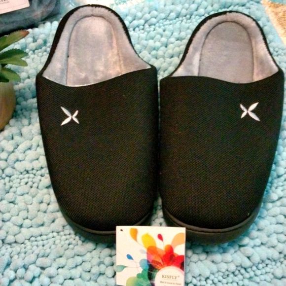 Nwt Kisfly Black House Slippers Size 11-12 - Picture 1 of 6